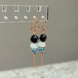 Blue Bubbles Tiered Gemstone Dangle Earrings